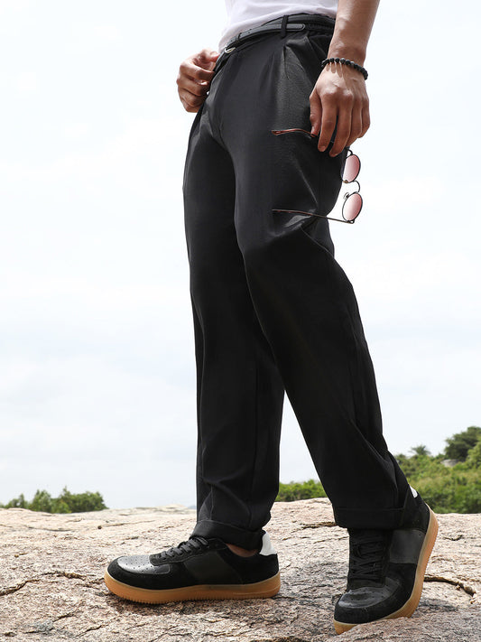 Extended-Waistband Straight Trousers