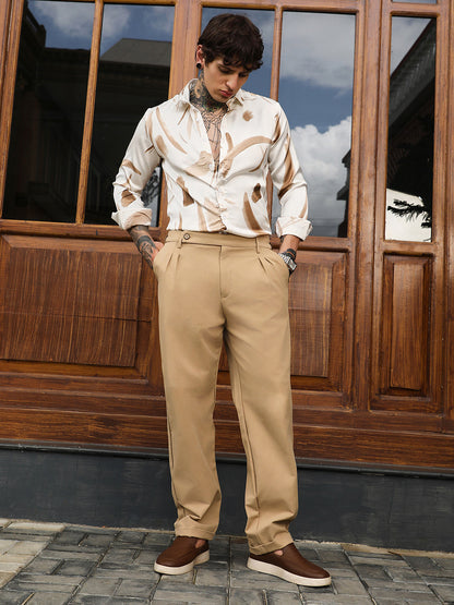 Extended-Waistband Pleated Trousers