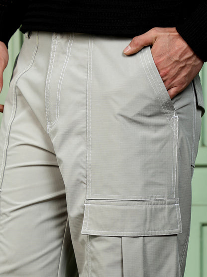 Contrast-Stitch Utility Trousers