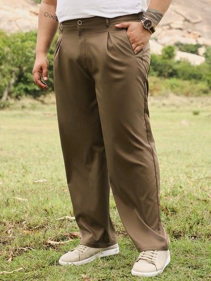 Pleated Straight-Fit Tailoured Trousers