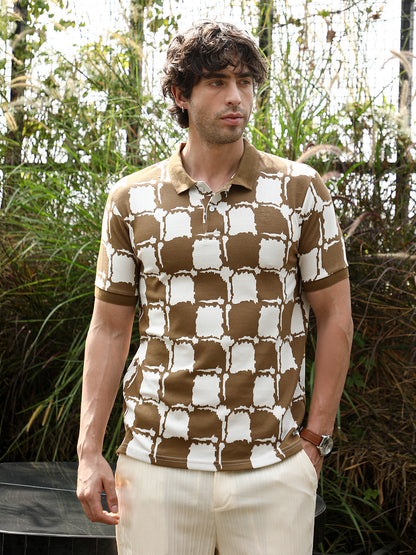 Blob-Geometric Jacquard Polo T-Shirt