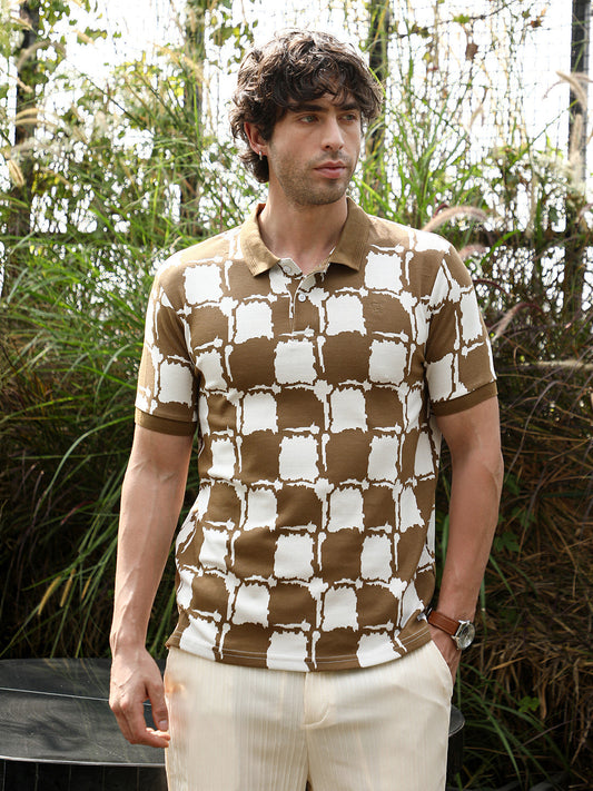 Blob-Geometric Jacquard Polo T-Shirt