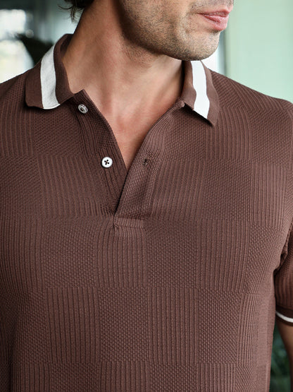 Cuboid-Jacquard Polo T-Shirt