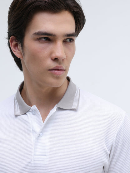 Waffle Knit Contrast Collar Regular Fit Polo