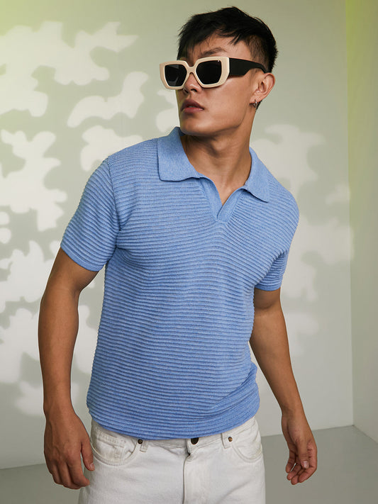 Horizontal-Textured Polo T-Shirt