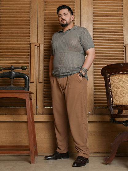 Graph-Textured Polo T-Shirt
