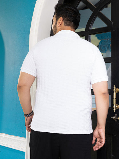 Houndstooth-Textured Polo T-Shirt