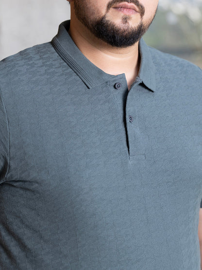 Houndstooth-Textured Polo T-Shirt