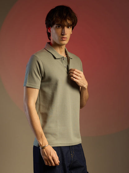 Ribbed Polo T-Shirt