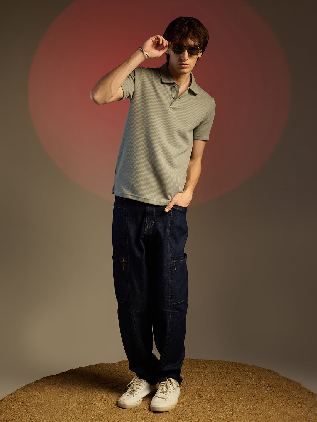 Ribbed Polo T-Shirt