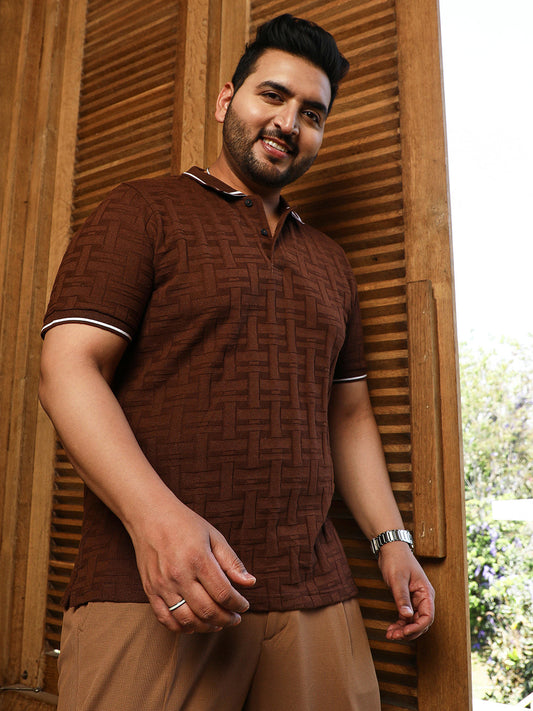 Weave-Textured Polo T-Shirt