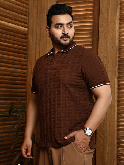 Weave-Textured Polo T-Shirt