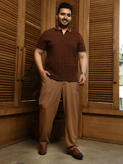 Weave-Textured Polo T-Shirt