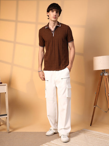Weave-Textured Polo T-Shirt