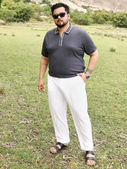 Solid Waffle Half-Zip Polo T-Shirt