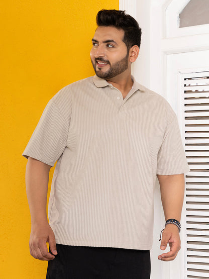 Ribbed Relaxed Polo T-Shirt