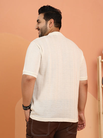 Dash-Ribbed Knit T-Shirt