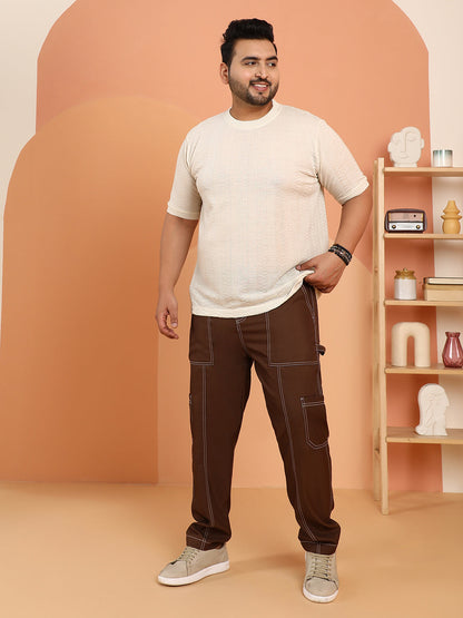 Dash-Ribbed Knit T-Shirt