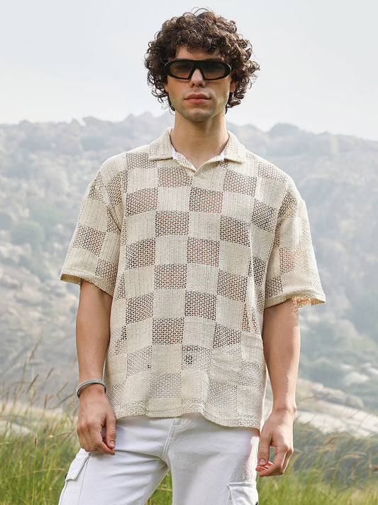 Grid Oversized Polo T-Shirt