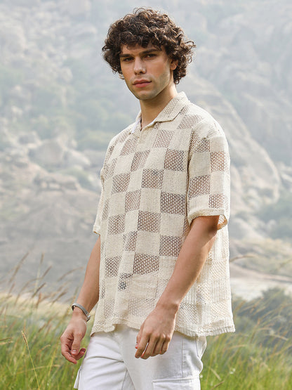 Grid Oversized Polo T-Shirt