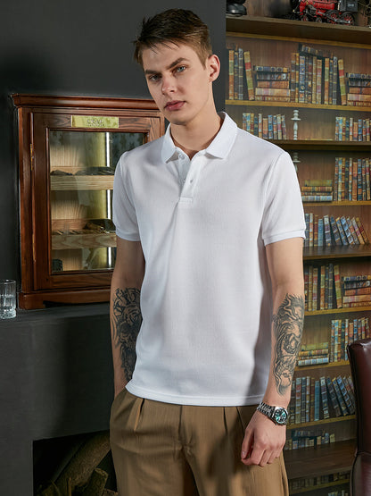 Solid Ribbed Polo T-Shirt