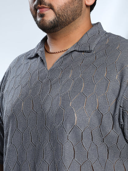 Honeycomb-Knit Polo T-Shirt