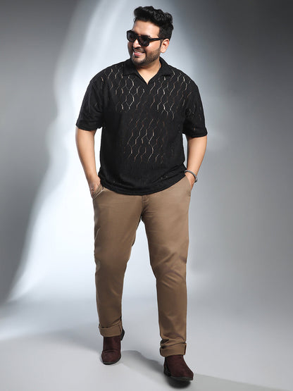 Honeycomb-Knit Polo T-Shirt