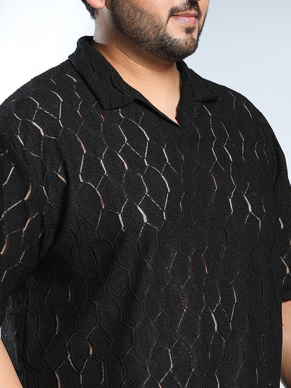 Honeycomb-Knit Polo T-Shirt