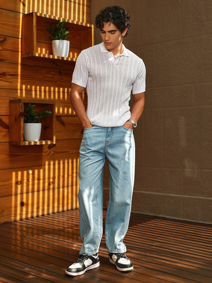 Panelled-Knit Polo T-Shirt