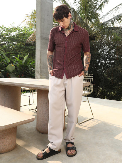 Swirl-Knit Polo Shirt