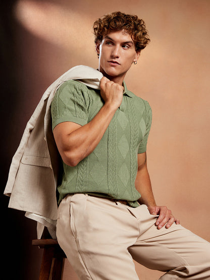 Argyle-Tactile Polo T-Shirt