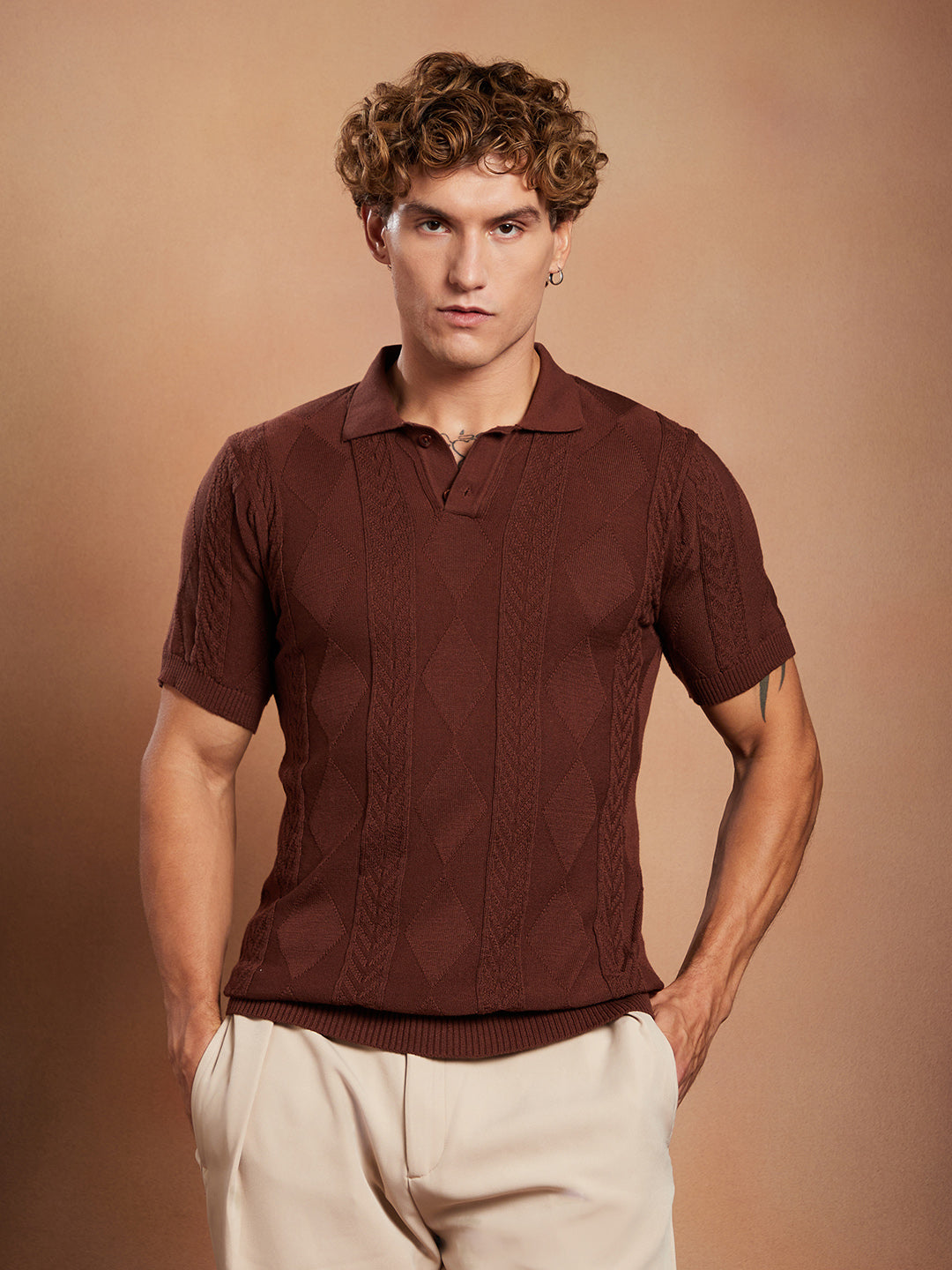 Argyle-Tactile Polo T-Shirt