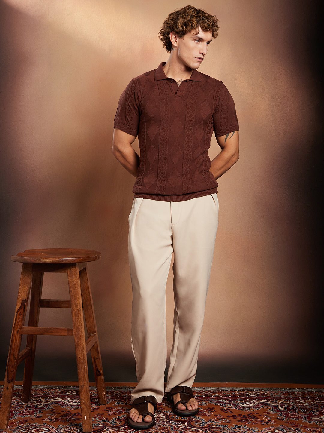 Argyle-Tactile Polo T-Shirt