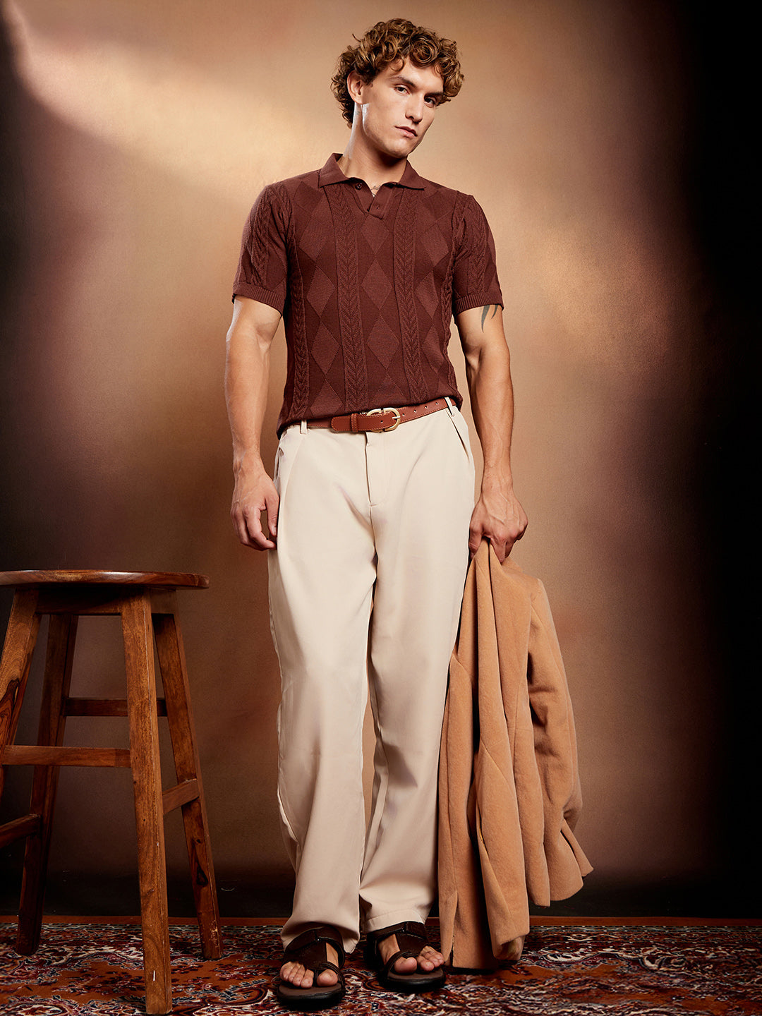 Argyle-Tactile Polo T-Shirt