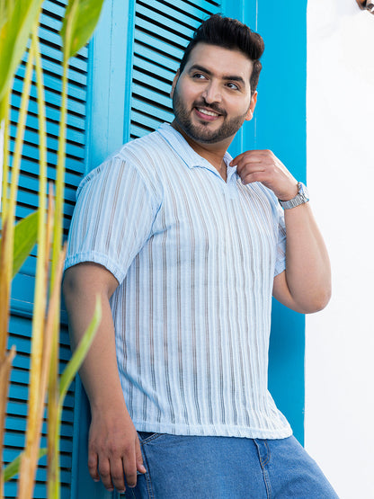 Duo-Striped Relaxed Polo T-Shirt