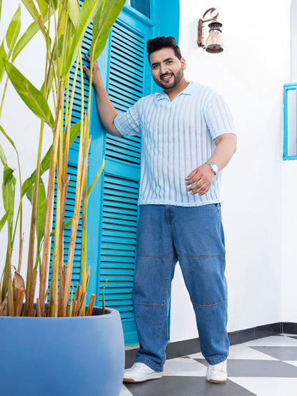Duo-Striped Relaxed Polo T-Shirt