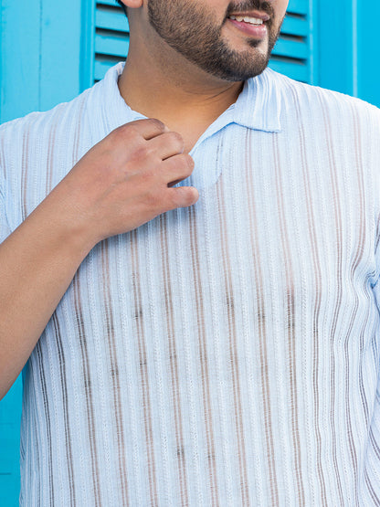 Duo-Striped Relaxed Polo T-Shirt