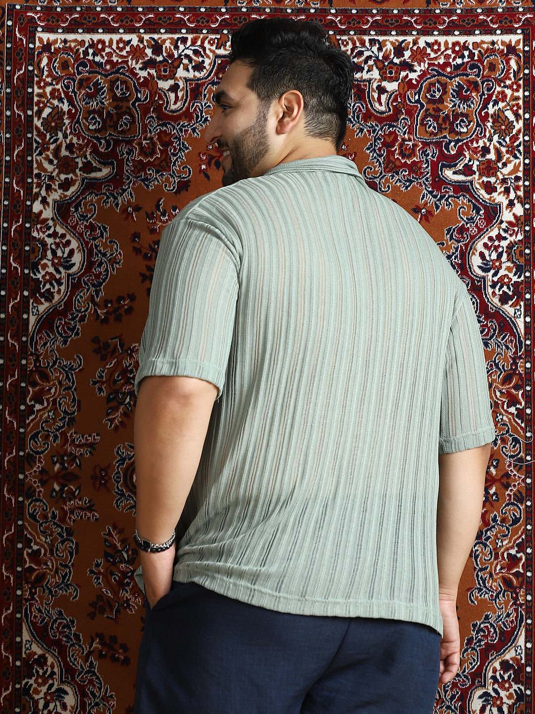 Duo-Striped Relaxed Polo T-Shirt