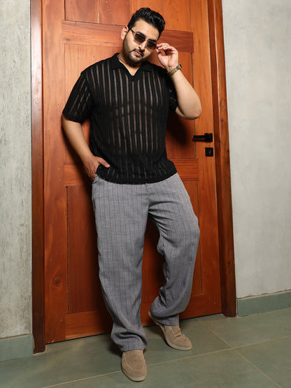 Duo-Striped Relaxed Polo T-Shirt