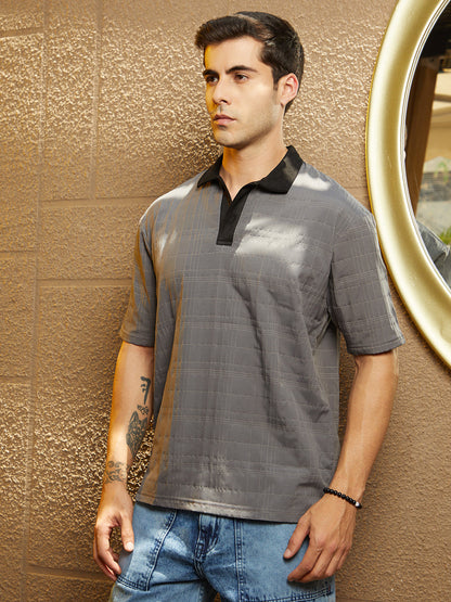 Contrast Grid Polo T-Shirt