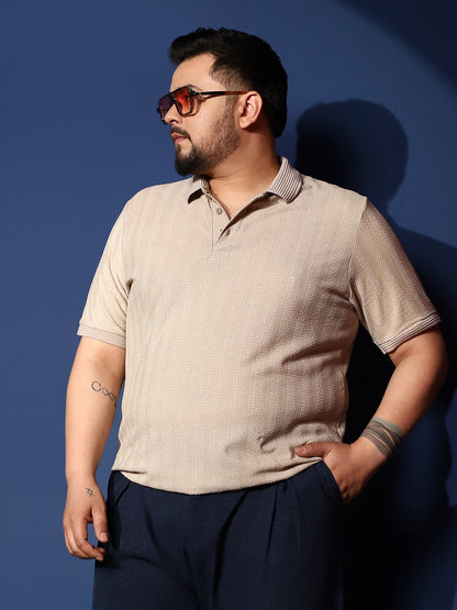 Texture-Lined Polo T-Shirt