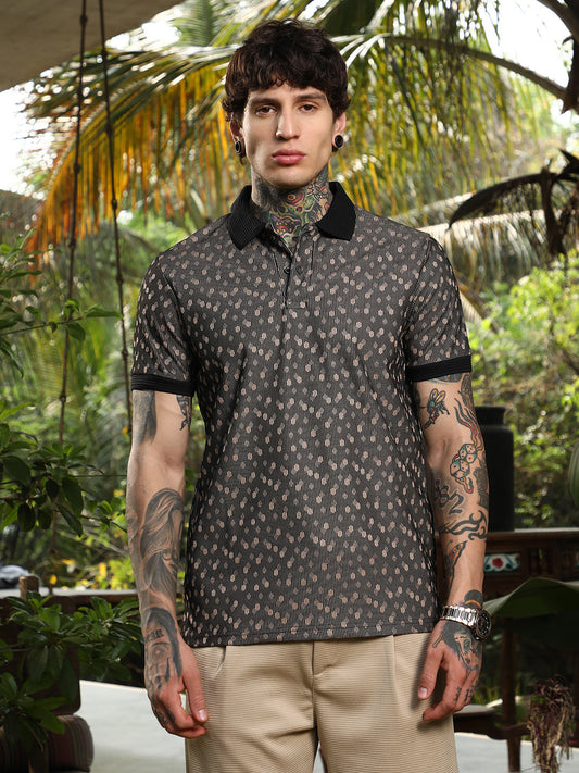 Shadowed-Polka Polo T-Shirt