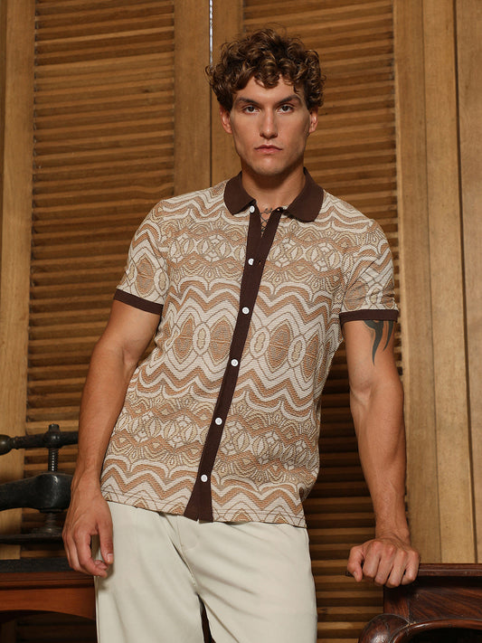 Arched-Knit Polo Shirt