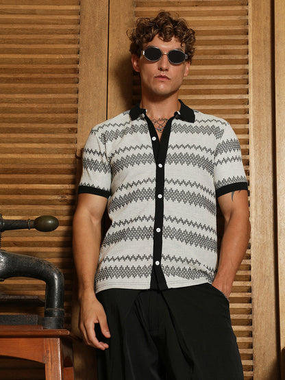 Arched-Knit Polo Shirt