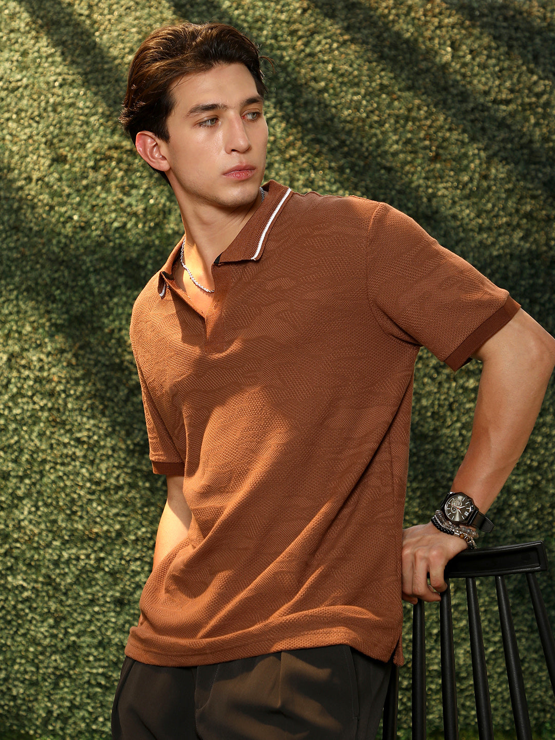 Tactile-Knitted Polo T-Shirt