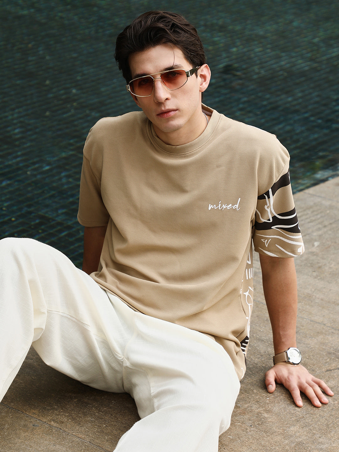 Boxy Folk-Wave T-Shirt