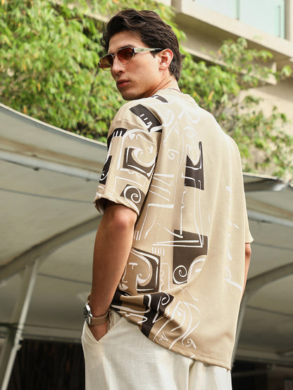 Boxy Folk-Wave T-Shirt