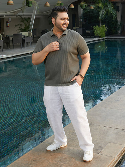 Solid Ribbed Polo T-Shirt