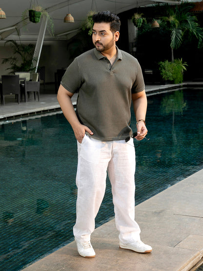 Solid Ribbed Polo T-Shirt