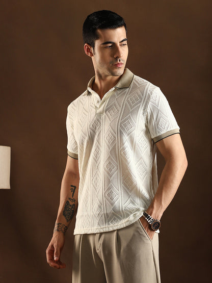 Contrast Rhombus Polo T-Shirt